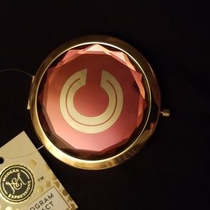 Mirror Modern Expressions Monogram C Gold & Pink Compact  New